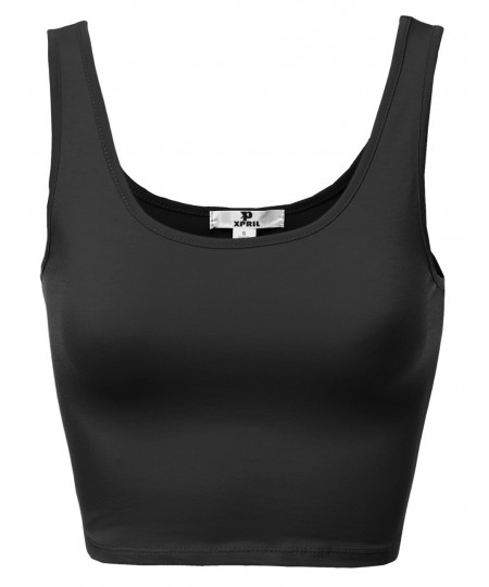 Women's Basic Solid Sleeveless Crop Tank Tops