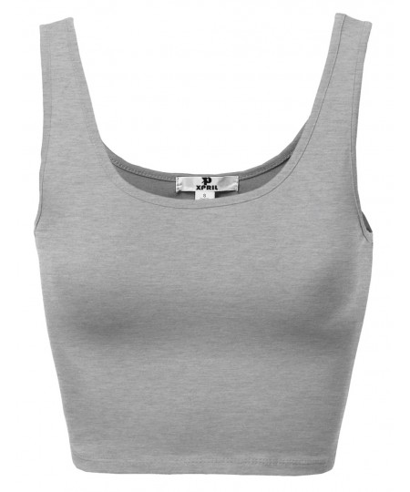 Women's Basic Solid Sleeveless Crop Tank Tops