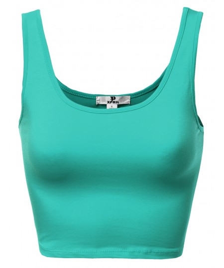 Women's Basic Solid Sleeveless Crop Tank Tops