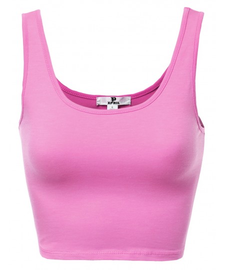 Women's Basic Solid Sleeveless Crop Tank Tops