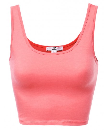 Women's Basic Solid Sleeveless Crop Tank Tops