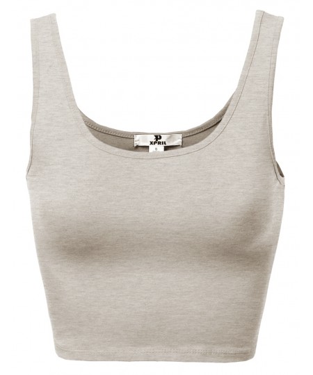 Women's Basic Solid Sleeveless Crop Tank Tops