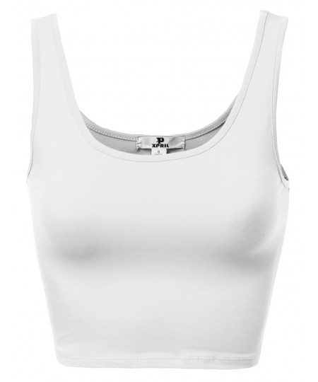 Women's Basic Solid Sleeveless Crop Tank Tops