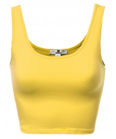 Women's Basic Solid Sleeveless Crop Tank Tops