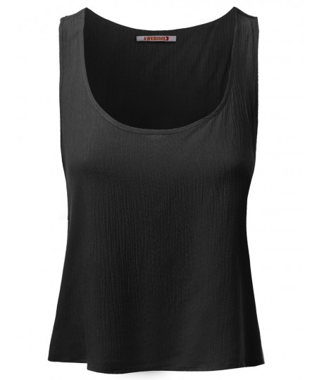 Women's Basic Gauze Sleeveless Tank Crop Tops