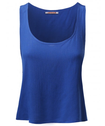 Women's Basic Gauze Sleeveless Tank Crop Tops