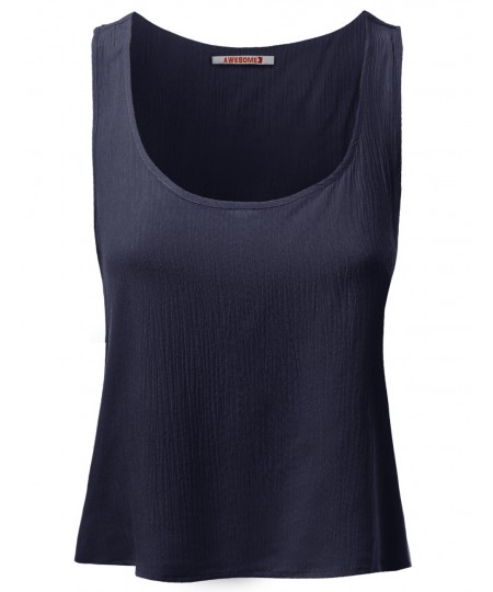 Women's Basic Gauze Sleeveless Tank Crop Tops