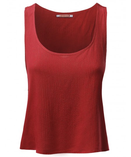 Women's Basic Gauze Sleeveless Tank Crop Tops