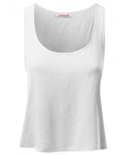 Women's Basic Gauze Sleeveless Tank Crop Tops