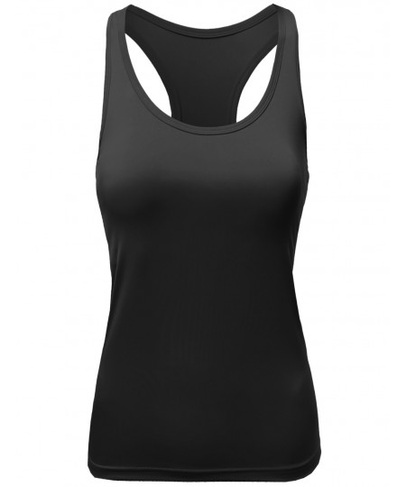 Women's Solid Racerback Padded Sleeveless Workout Tank Tops