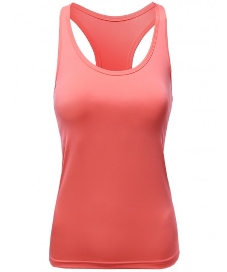 Women's Solid Racerback Padded Sleeveless Workout Tank Tops