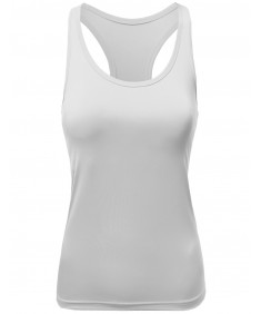 Women's Solid Racerback Padded Sleeveless Workout Tank Tops