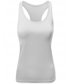 Women's Solid Racerback Padded Sleeveless Workout Tank Tops