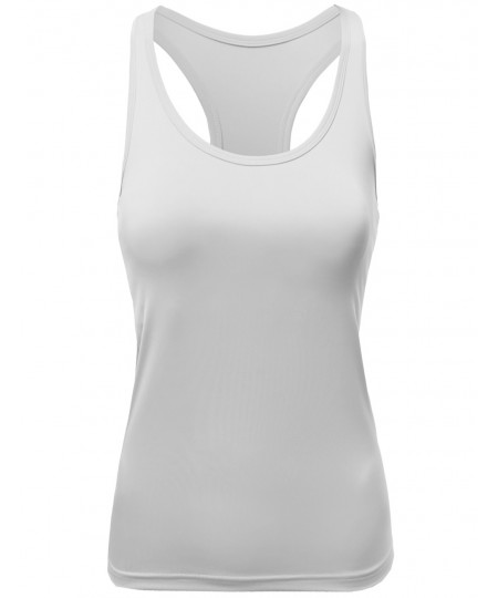 Women's Solid Racerback Padded Sleeveless Workout Tank Tops