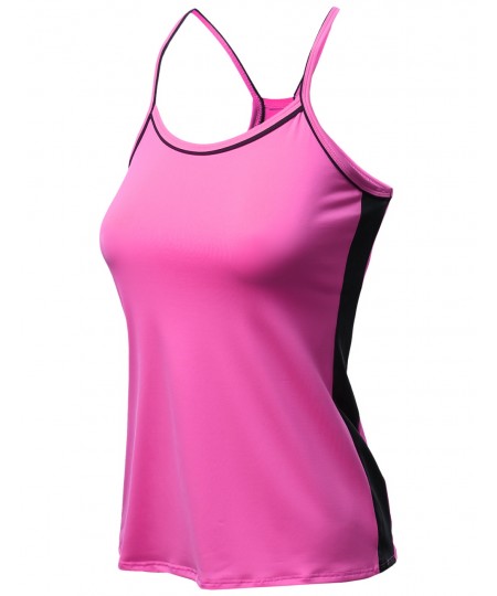 Women's Neon Color Contrast Cami Sleeveless Tank Tops