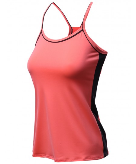 Women's Neon Color Contrast Cami Sleeveless Tank Tops