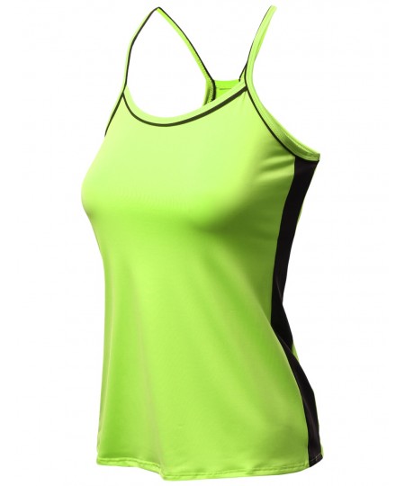 Women's Neon Color Contrast Cami Sleeveless Tank Tops