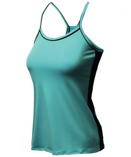 Women's Neon Color Contrast Cami Sleeveless Tank Tops