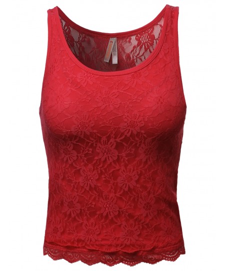 Women's Lace Cute Crop Tank Tops