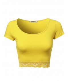 Women's Cute Lace Bottom Crop Tops