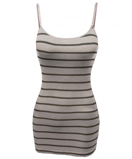 Women's Soft Strechy Stripe Casual  Adjustable Strap Camisole Tops