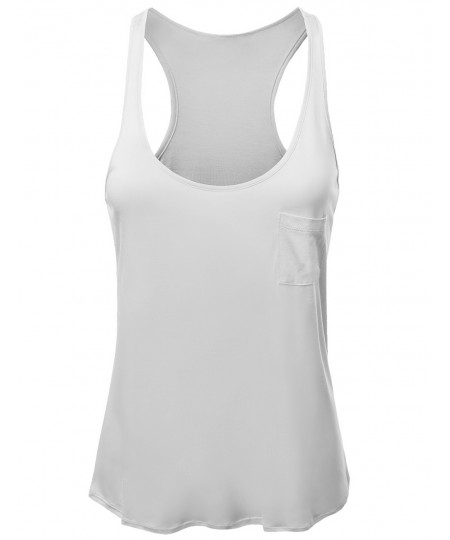 Women's Solid Basic Rayon Sleeveless Racer-Back Tank Top