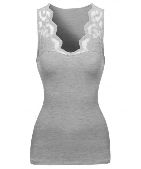 Women's Casual Lace Contrast Sleeveless Top