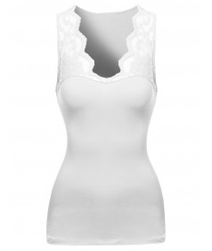 Women's Casual Lace Contrast Sleeveless Top