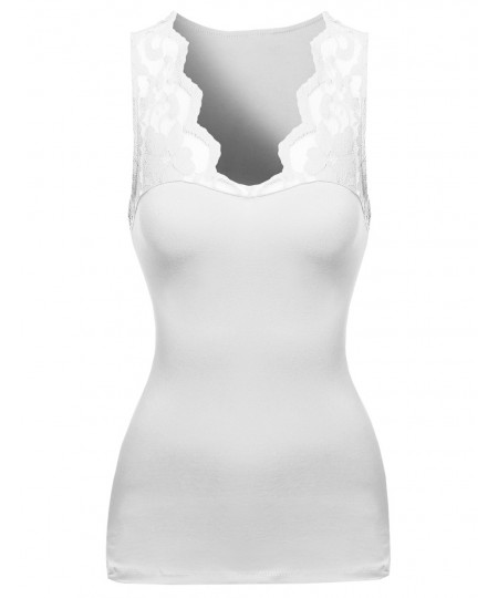 Women's Casual Lace Contrast Sleeveless Top