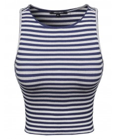 Women's Stripe Stretchy Rib Crop Tank In Various Colors