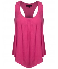 Women's Solid Chiffon Scoop Neck Racer-Back Flare Tank Top