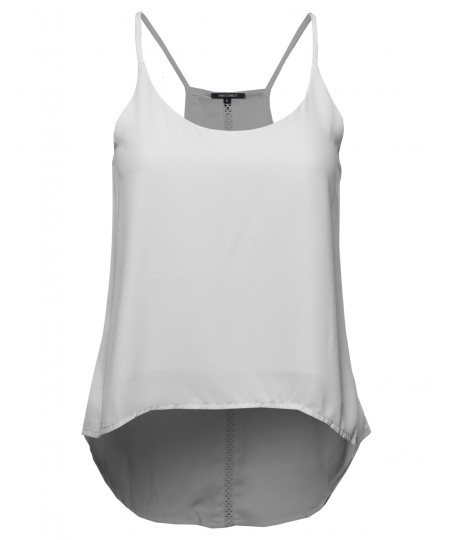 Women's Simple Spaghetti Strap Cami w/ Back Embroidery