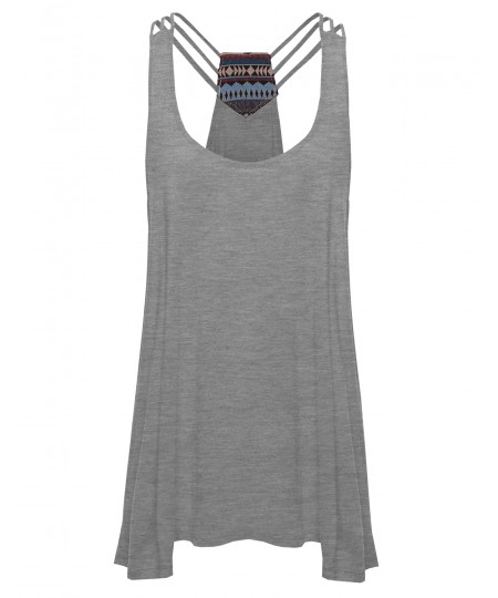 Women's Multi Strap Aztec Design Back Plus Size Tank Top