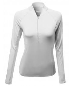 Women's Basic Solid  Active Track Zip Up Pull Over Top