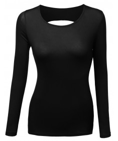 Women's Long Sleeve Rayon Spandex Stylish Top Tee