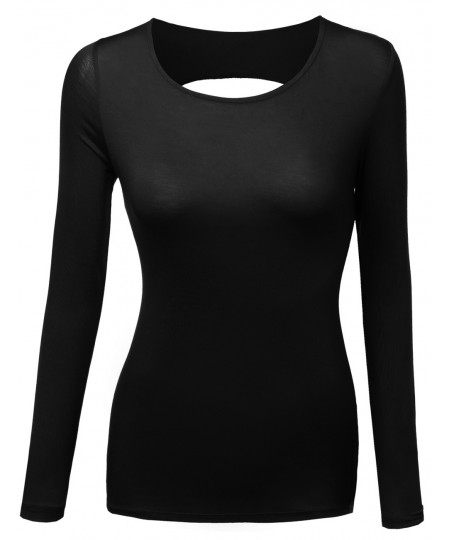 Women's Long Sleeve Rayon Spandex Stylish Top Tee