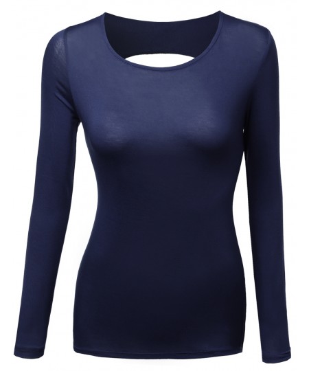 Women's Long Sleeve Rayon Spandex Stylish Top Tee