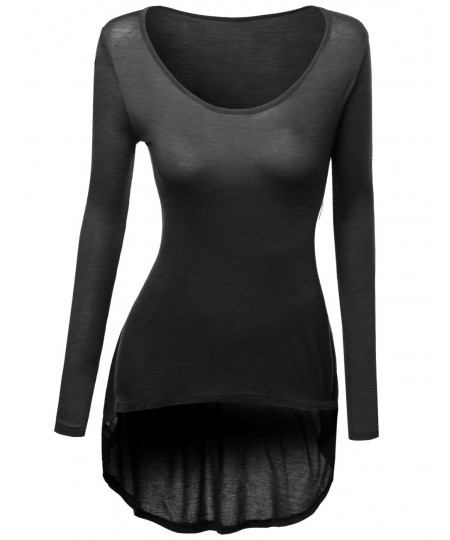 Women's Long Sleeve Rayon Spandex Stylish Top Tee