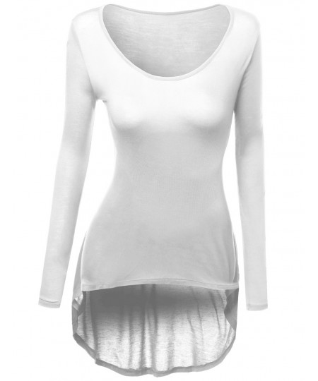 Women's Long Sleeve Rayon Spandex Stylish Top Tee