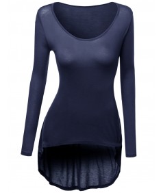 Women's Long Sleeve Rayon Spandex Stylish Top Tee