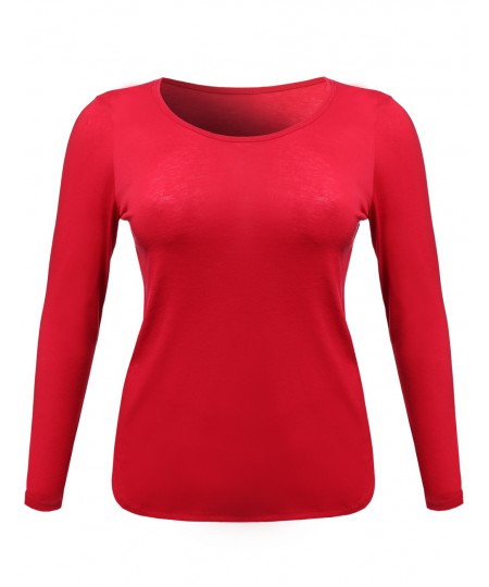 Women's Basic Casual Round Neckline Plus Size Tee Top W Various Colors