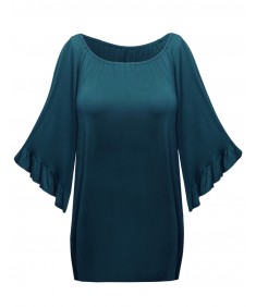 Women's Frill Sleeve Beautiful Drapey Soft Strechy Plus Size Top