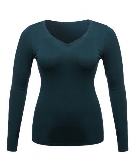 Women's Lightweight Daily Casual Basic Long Sleeve V Neck Tee