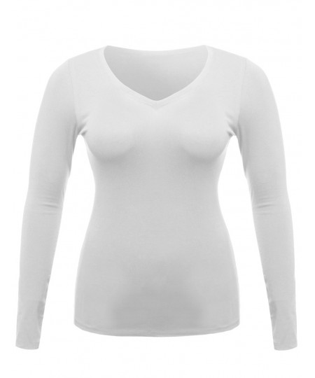 Women's Lightweight Daily Casual Basic Long Sleeve V Neck Tee