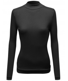 Women's Mock Turtle Neck Long Sleeve Knit Top Sweater