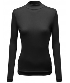 Women's Mock Turtle Neck Long Sleeve Knit Top Sweater