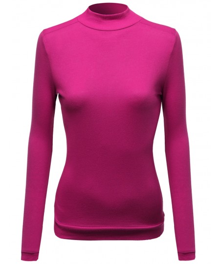 Women's Mock Turtle Neck Long Sleeve Knit Top Sweater