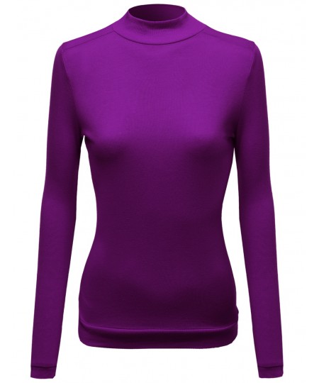 Women's Mock Turtle Neck Long Sleeve Knit Top Sweater