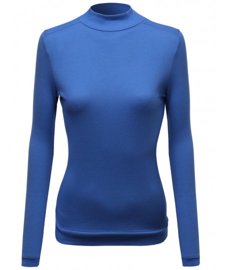 Women's Mock Turtle Neck Long Sleeve Knit Top Sweater