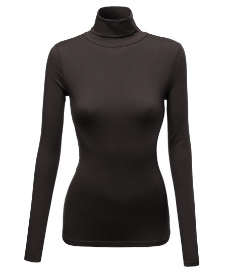 Women's Mock Turtle Neck Long Sleeve Cotton Spandex Top